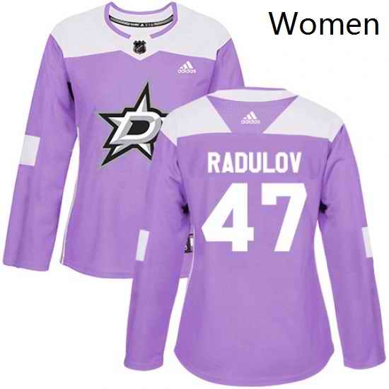 Womens Adidas Dallas Stars 47 Alexander Radulov Authentic Purple Fights Cancer Practice NHL Jersey